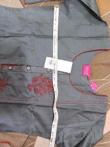 New Grey Mahroon Kurti Churidar Dupatta Set