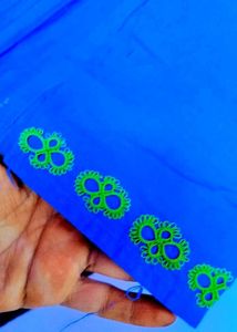 💙Blue Shuttle Flower Embroidered Kurta