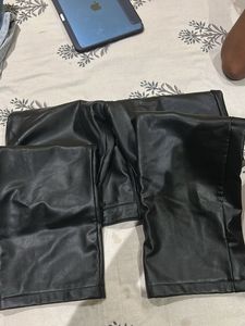 Shiny Black Faux Leather Pants