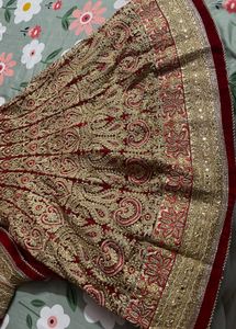 Royal Gold Embellished Lehenga Saree in Red