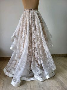 Elegant White Lace Lehenga Skirt