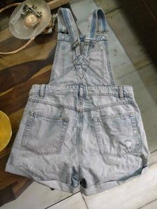 H&amp;M Light Wash Denim Dungaree Shorts