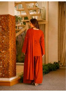 Elegant Rust Kurta Set with Pants