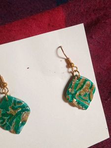 Green Marble Earrings