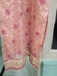 Elegant Peach Dupatta with Golden Border