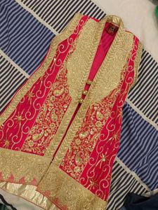 Pink &amp; Gold Embellished Indian Outfit
