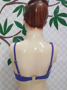 (771)Blue Tie-Front Bikini Top