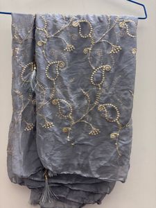 Elegant Grey Embroidered Dupatta