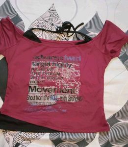 Off-Shoulder Graphic Print Hip Hop Top