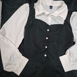 Chic crop Black &amp; White shirt Top formal corset