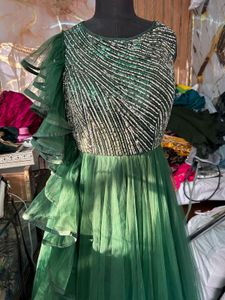 Elegant Green Sequined Gown