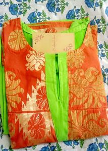 Lining Green &amp; Orange Kurta
