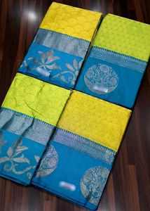 Yellow &amp; Blue Silk Saree
