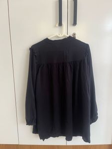 Chic Black Ruffled High Neck Top