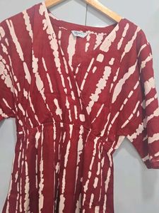Maroon &amp; White Tie-Dye Maxi Dress