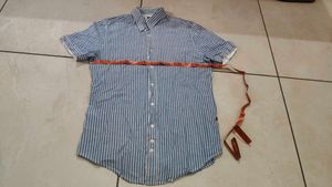 Men's Striped Short Sleeve Button-Up Shirt