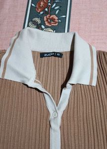 Ribbed Knit Polo Shirt