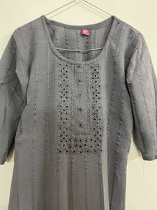 Elegant Grey Embellished Kurta