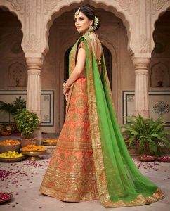 Orange & Gold Embroidered Lehenga Choli Set
