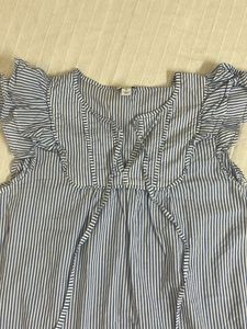 Blue Striped Ruffle Sleeve Top