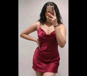 Red Satin Slip Dress (M)