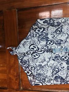 Skull Print Denim Top