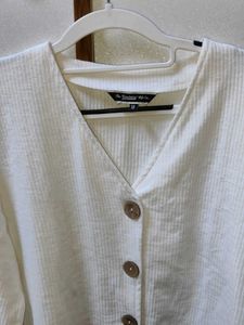 ROADSTER - White Textured Button-Up Top