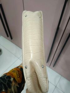 Imported Cream Croc Embossed Handbag