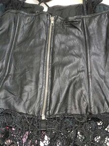 (900)Leather &amp; Lace Corset Top