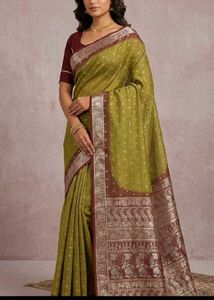Elegant Olive Green Silk Saree