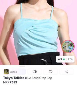 Ruched Blue Camisole Top