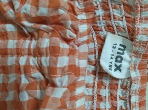 Cute Orange Gingham Tie Front Top
