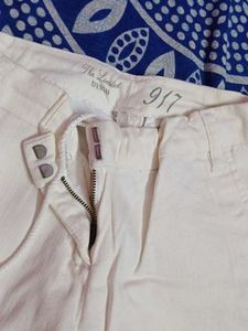 Cream Wide Leg Casual Pants