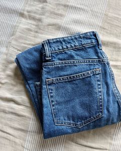 Trendy Blue High-Waist Wide Leg Denim Jeans