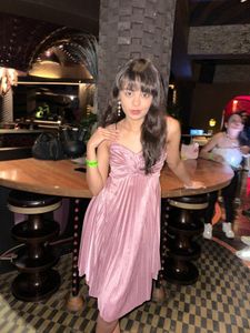 Pink Pleated Cocktail Dress