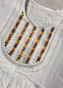 White Embroidered Short Kurta Top