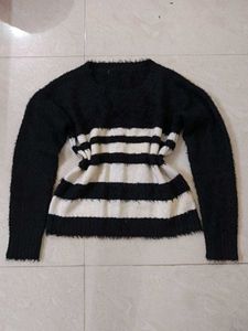 Striped Fuzzy Knit Sweater