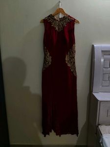 Elegant Maroon &amp; Gold  Stones with Embroidered Fro