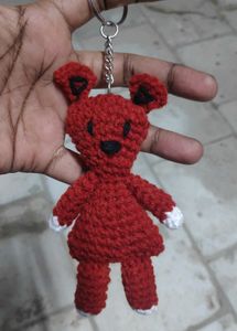 Red Crochet Ms.Bean Doll Keychain
