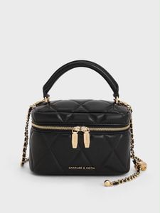 Charles & Keith Quilted Black Vanity Bag