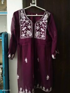 Embroidered Maroon Kurta