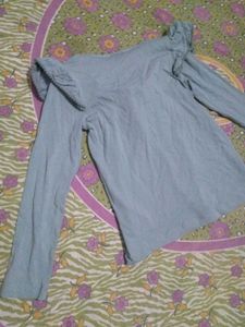 Stylish Blue Ruffled Long Sleeve Top