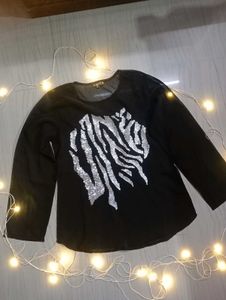 Sequin Zebra Print Top
