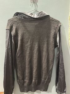 Knit Top with Satin attached formal wear sh
