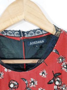 Anthea Red Printed Westren Top (Women's)