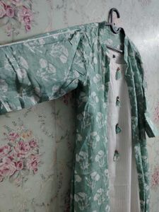 Green Floral Print Gown with Shrug