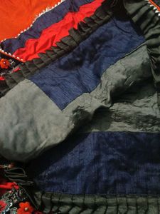 Elegant Red &amp; Black Silk Saree