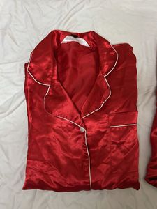 Red Satin Pajama Set