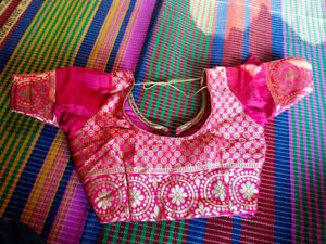 Red &amp; Gold Readymade Saree Blouse