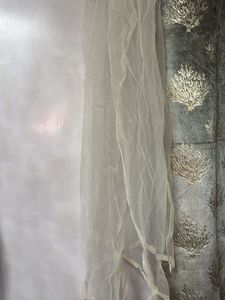 Embroidered Cream lace kurti with trouser